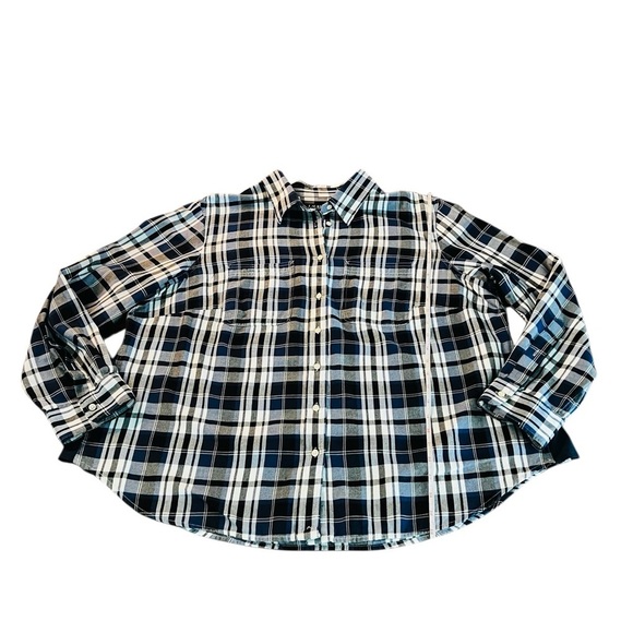 Lauren Ralph Lauren Blue and Black Plaid Women’s Button Down Shirt Size 2X - Picture 7 of 10